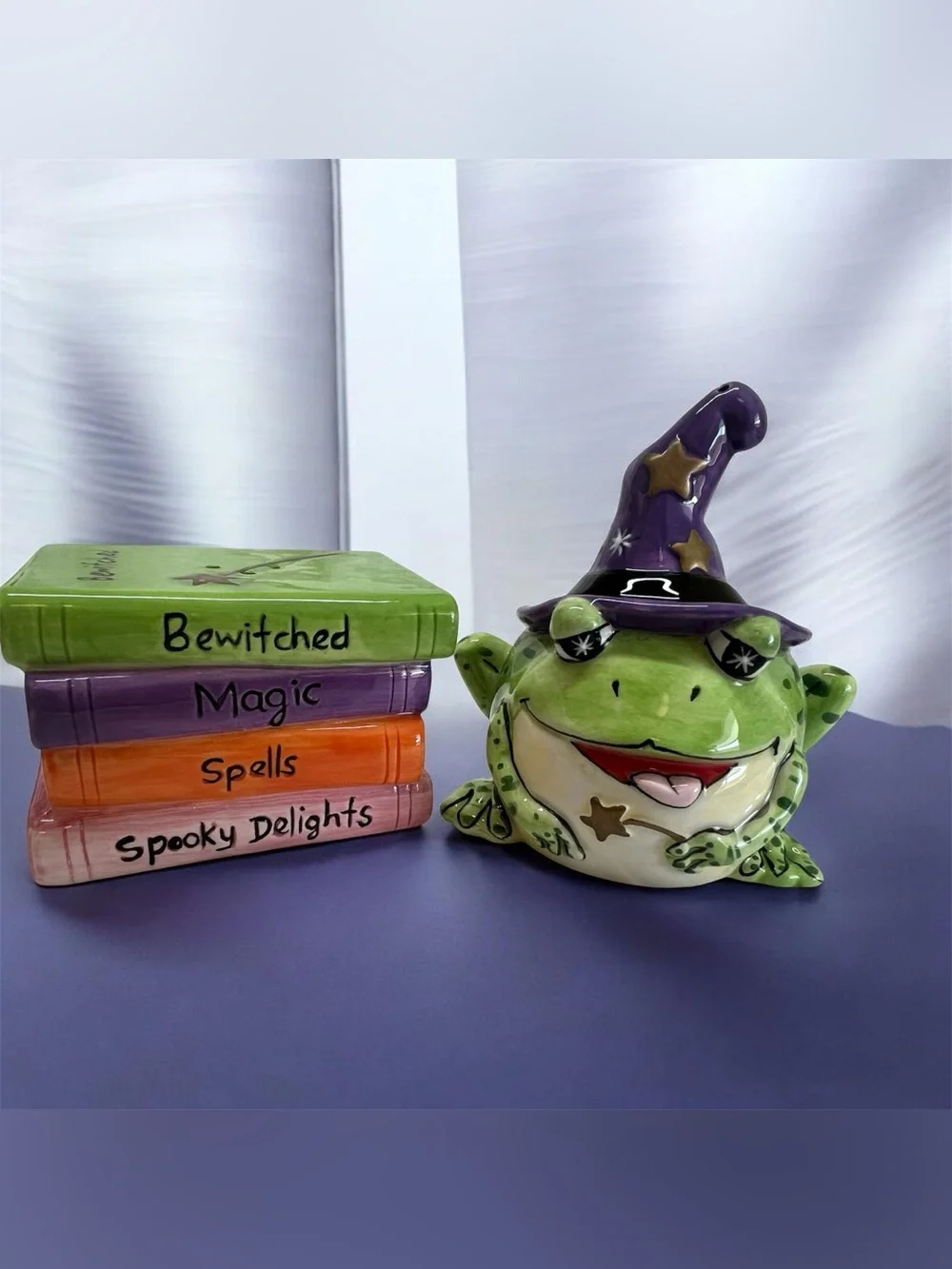 Fitz & Floyd Spell Bound Salt & Pepper Shakers Magic Toad Frog Halloween Witchy